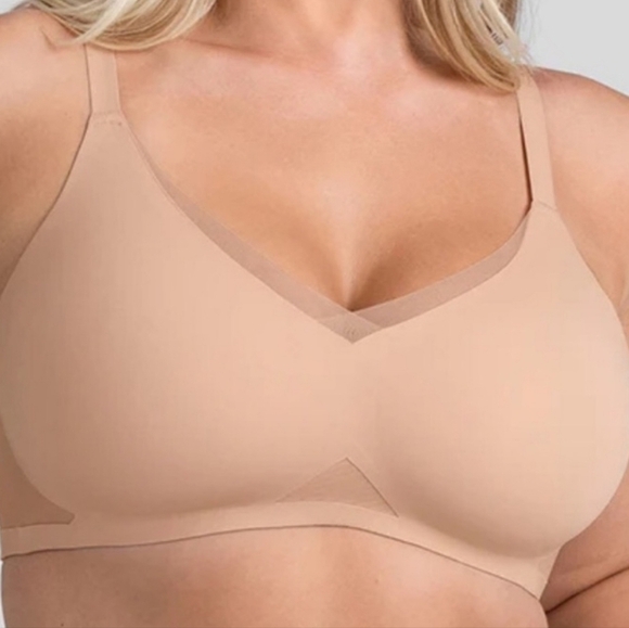 Honeylove Mesh CrossOver V-Neck Wireless Bra in Sand 40 C/D (1X) - Picture 1 of 12